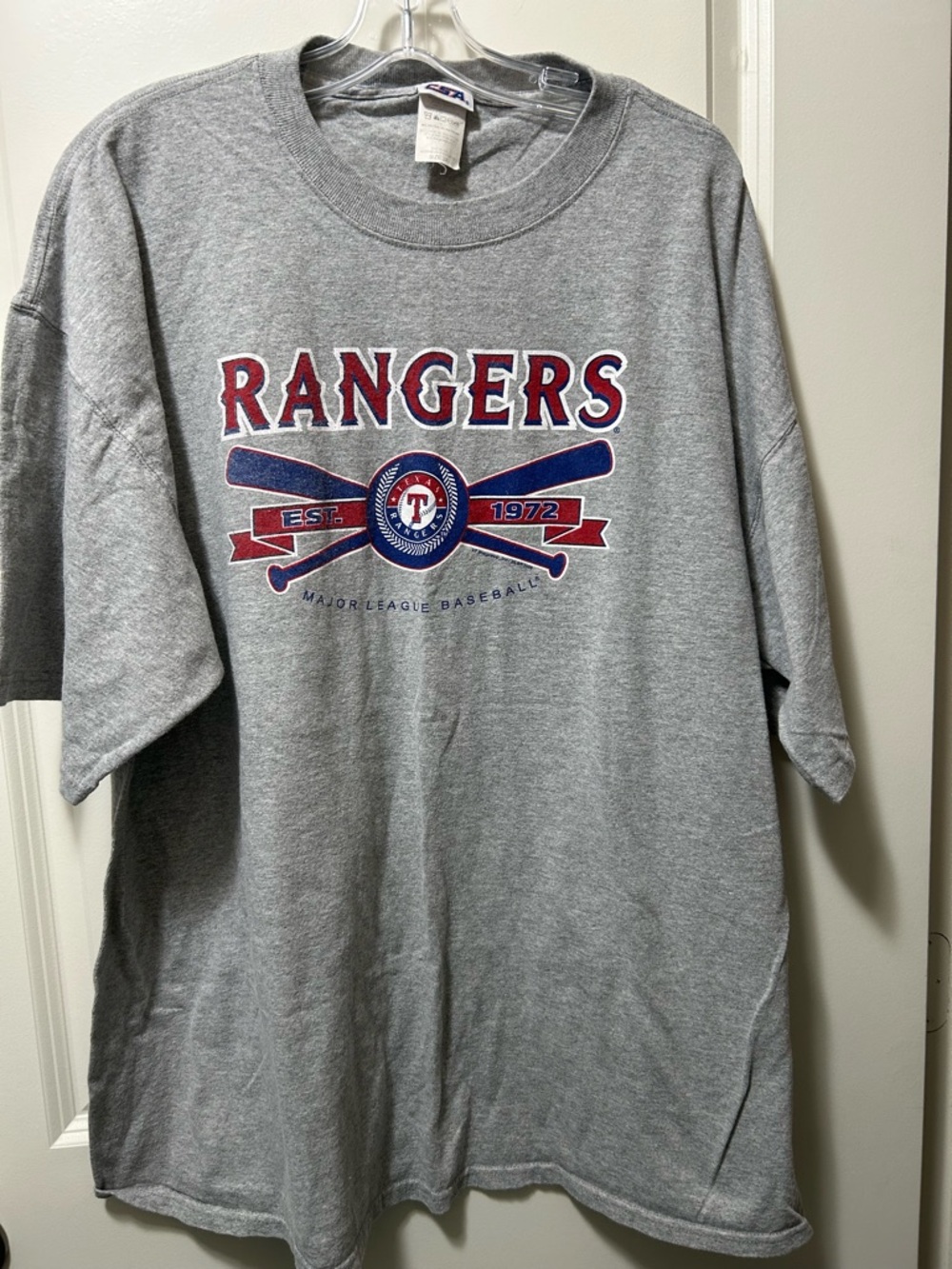 Men's Rangers Gray Short Sleeve Tee - Team Logo Graphic